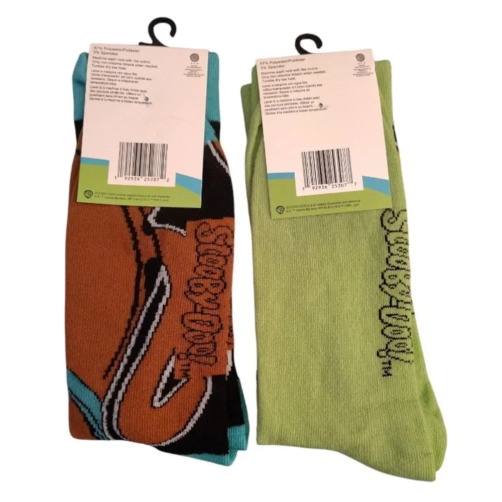 WB 4 Pairs Colorful Neon Scooby Doo Printed‎ Crew Socks NWT